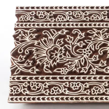 Woodblock Stamp Flower Border