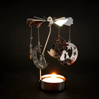 Spinning Candle Holder Moon Cat