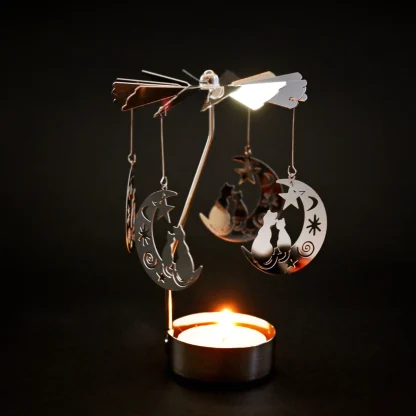 Spinning Candle Holder Moon Cat