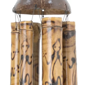 Wood Burn Lizard Bamboo Wind Chime Bali