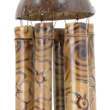 Wood Burn Flower Bamboo Wind Chime Bali