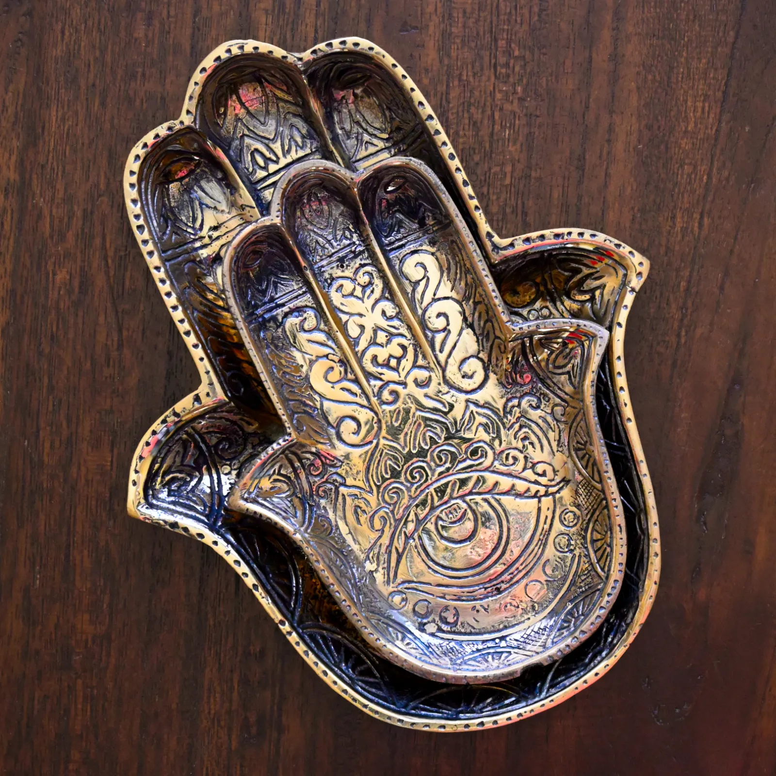 Hamsa Brass Tray