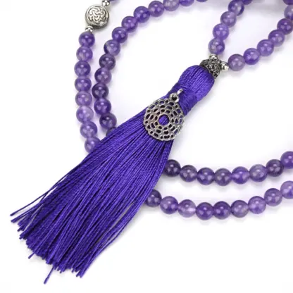 Amethyst Crown Chakra Mala Necklace
