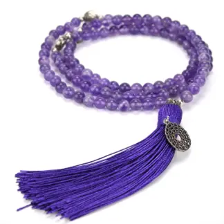Amethyst Crown Chakra Mala Necklace