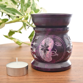 Moon Face Soapstone Oil Burner Purple Small