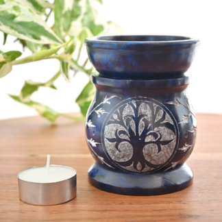 Tree of Life Soapstone Oil Burner Blue Small