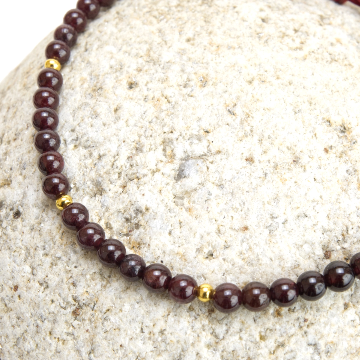 Red Garnet Bead Anklet (4mm)
