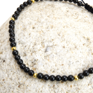 Black Obsidian Bead Anklet (4mm)