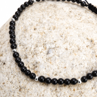 Black Obsidian Bead Anklet (4mm)