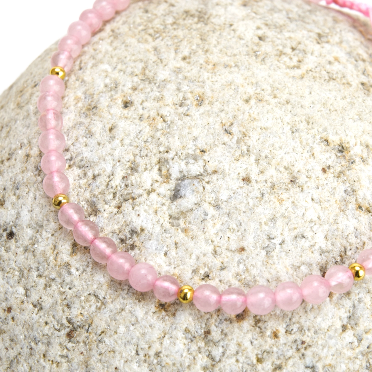 Rose Quartz Bead Anklet (4mm)