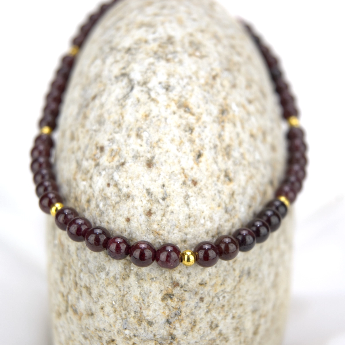 Red Garnet Bead Anklet (4mm)