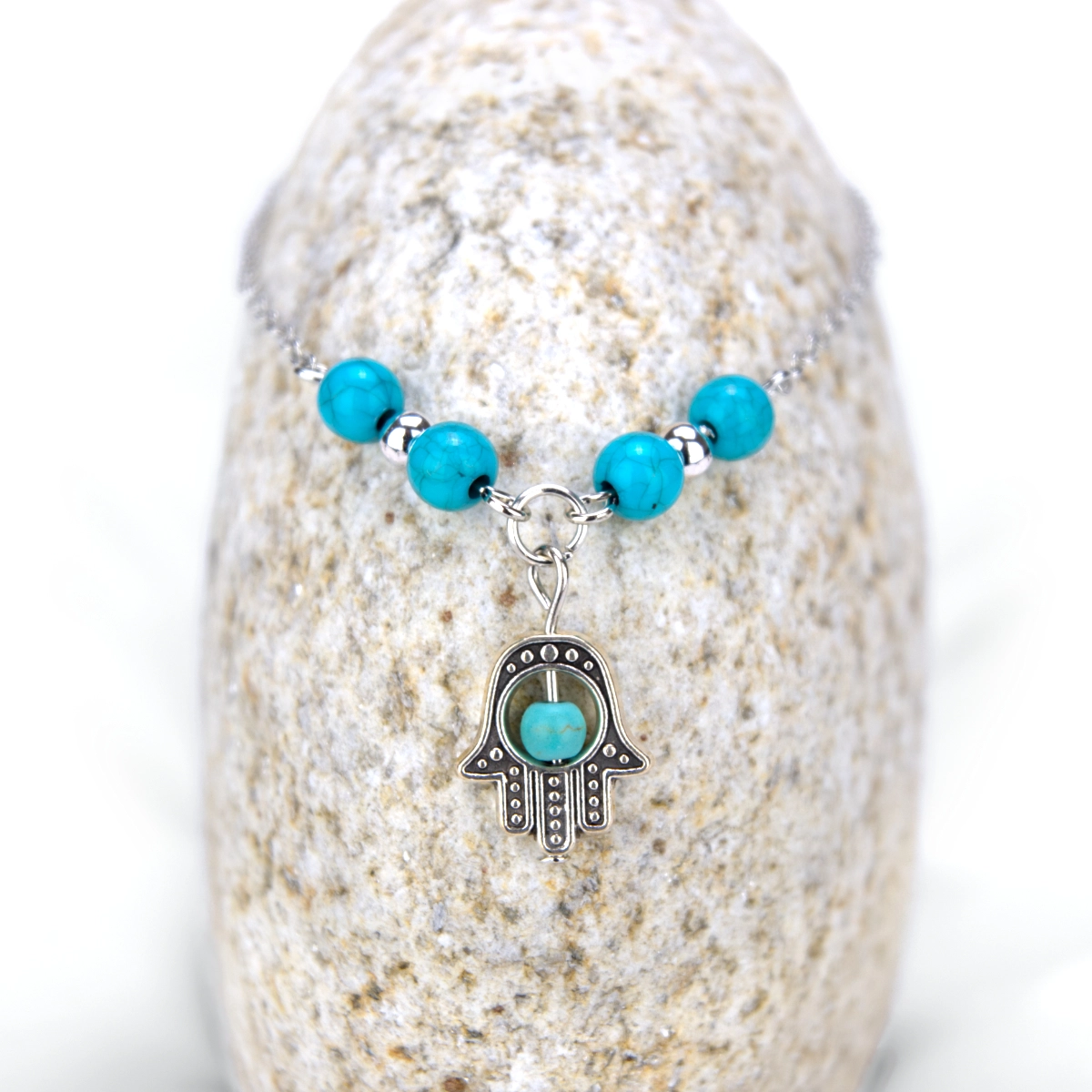Hamsa Turquoise Anklet