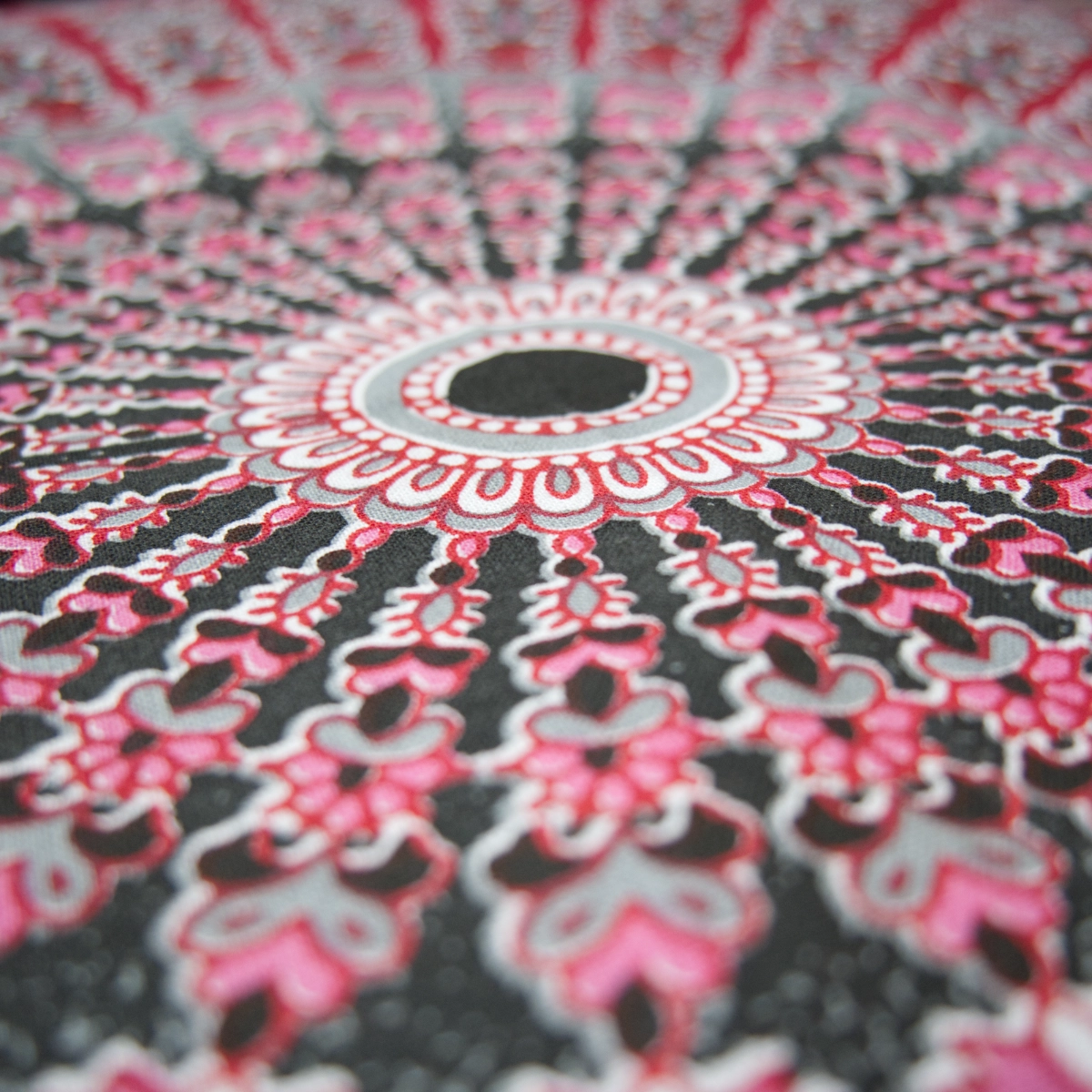 Round Mandala Pom Pom Floor Cushion Cover – Pink