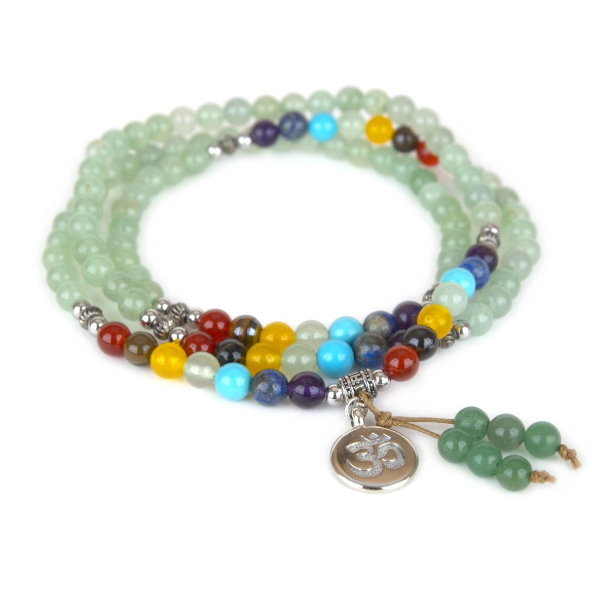 Aventurine Chakra Aum Mala Necklace