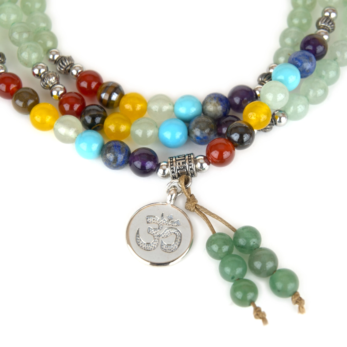 Aventurine Chakra Aum Mala Necklace