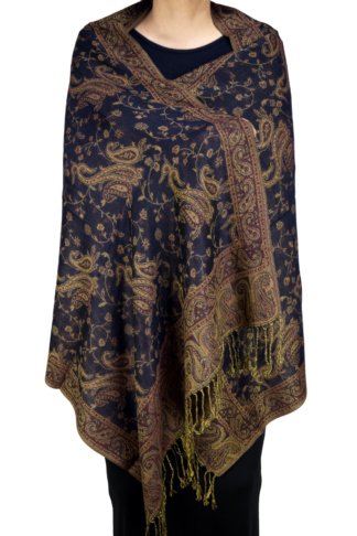 Cashmere Feel Paisley Shawl Dark Plum