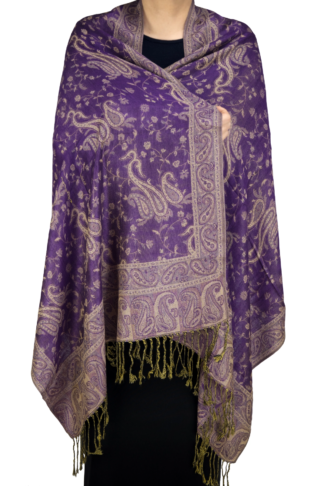 Cashmere Feel Paisley Shawl Purple