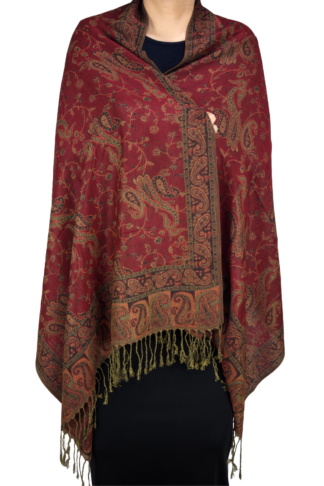 Cashmere Feel Paisley Shawl Red