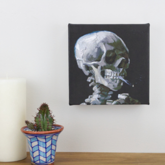 6” Art Canvas- Skull of a Skeleton with Burning Cigarette by Vincent van Gogh
