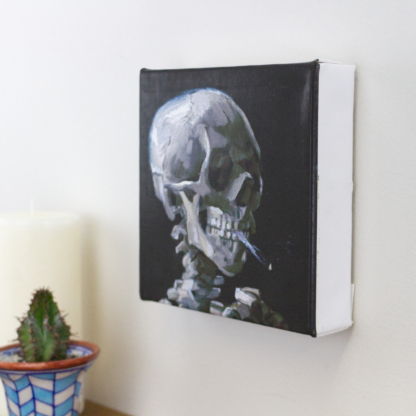 6” Art Canvas- Skull of a Skeleton with Burning Cigarette by Vincent van Gogh