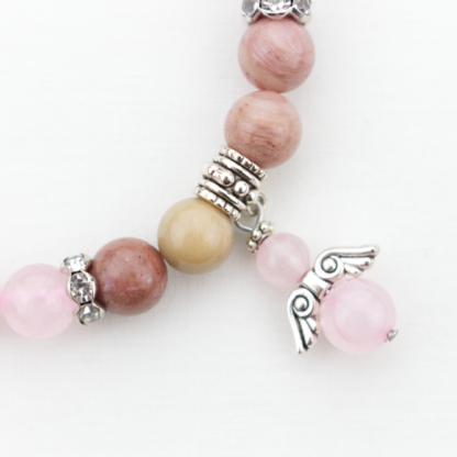 Rhodochrosite and Rose Quartz gemstone bracelet