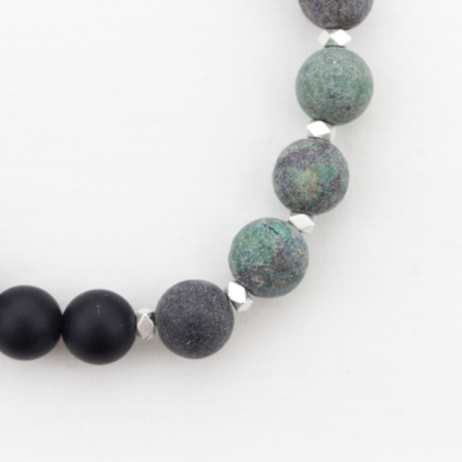 African Turquoise and Onyx gemstone bracelet