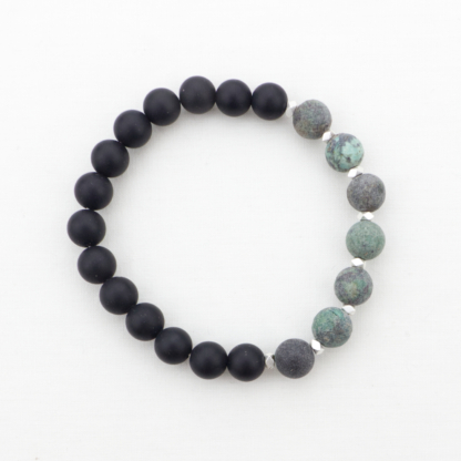 African Turquoise and Onyx gemstone bracelet