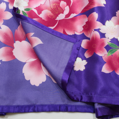 Long Botan Flower Kimono Robe Purple