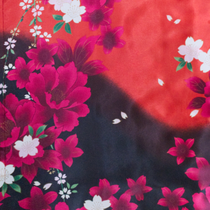 Long Botan Flower Kimono Robe Red