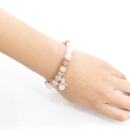 Rhodochrosite and Rose Quartz gemstone bracelet