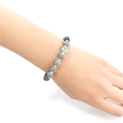 African Turquoise and Onyx gemstone bracelet