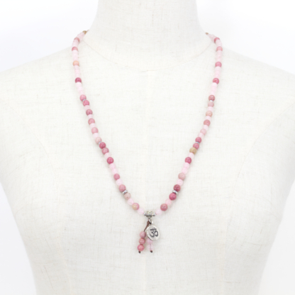 Rhodochrosite and Rose Quartz Mala Necklace