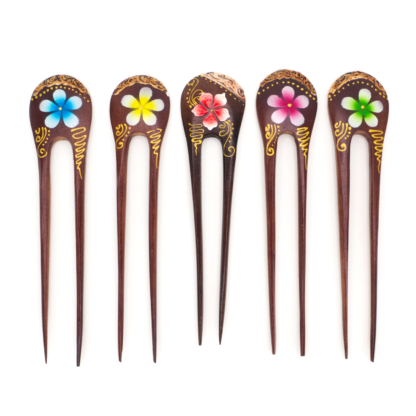 Wooden Flower Hair Fork