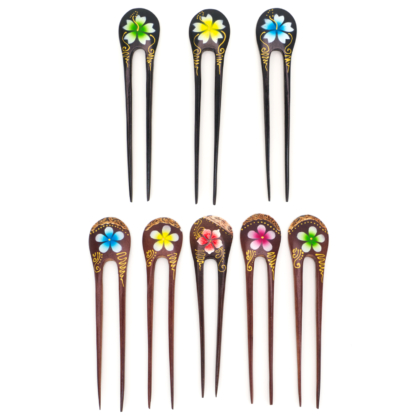 Wooden Flower Hair Fork