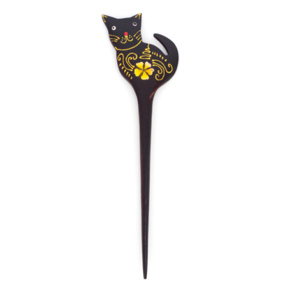 Wooden Cat Hair Stick Yellow