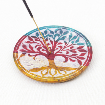 Tree of Life Soapstone Incense Holder Disk