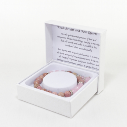 Rhodochrosite and Rose Quartz gemstone bracelet