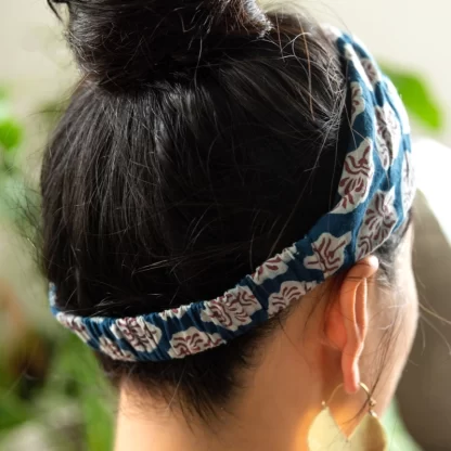 Woodblock Print Cotton Cross Hair Band