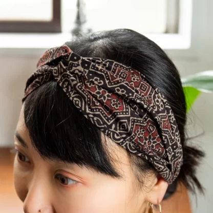 Woodblock Print Cotton Cross Hair Band