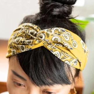 Woodblock Print Cotton Cross Hair Band