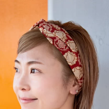 Woodblock Print Cotton Cross Hair Band