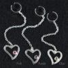 Gem Heart Chain Silver Ear Cuff