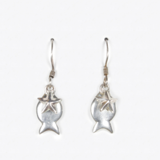 Fish and Starfish Silver Earrings