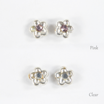 Gem Flower Silver Earrings