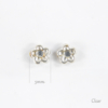 Gem Flower Silver Earrings - Clear