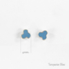Gem Trefoil Silver Earrings - Turquoise Blue