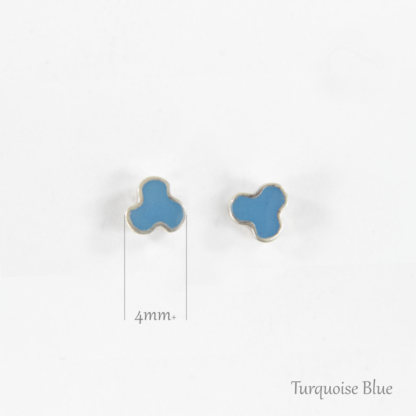 Gem Trefoil Silver Earrings - Turquoise Blue
