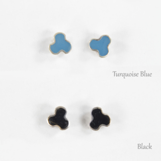 Gem Trefoil Silver Earrings