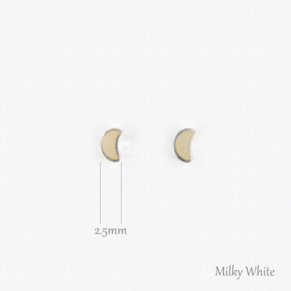 Gem Crescent Silver Earrings - Milky White