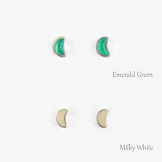 Gem Crescent Silver Earrings